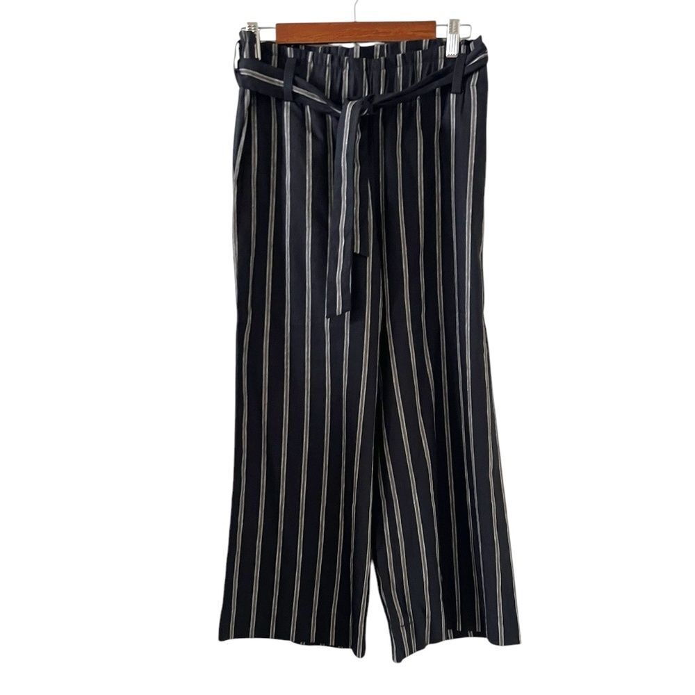 J. Jill Linen Blend Stripe Paper Bag Pull-On Crop Pants Size S